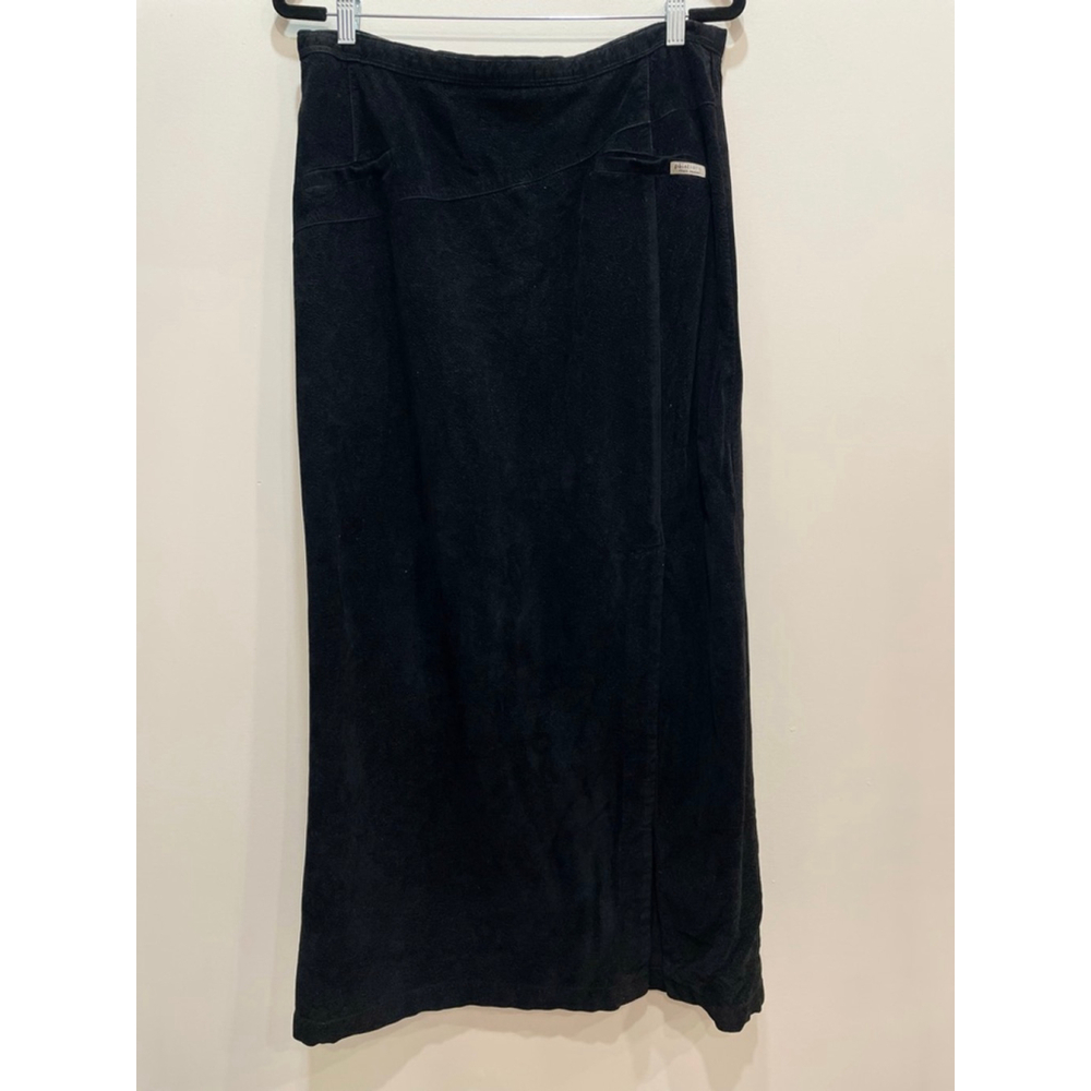 Vintage Point Zero Velvet Black Maxi Skirt M Slit 90s Y2K Grunge Goth Grunge